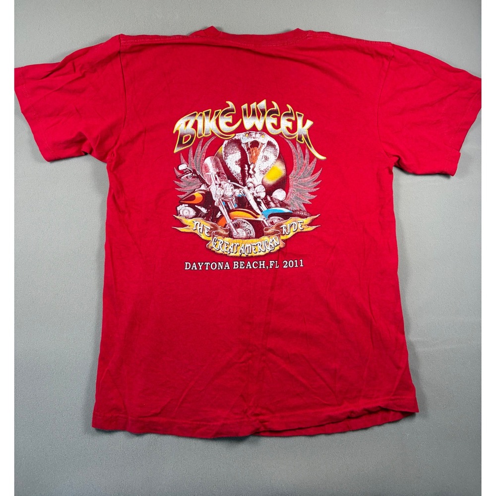 DOSF Daytona Beach Bike Week 2011 Red Graphic T-Shirt Mens Small